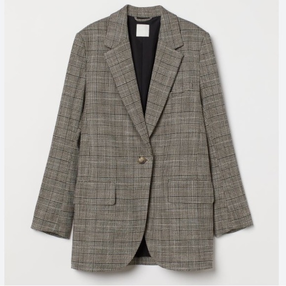 H&M Oversized Single-Breasted Blazer. Black/Brown/Tan. Size: S - Picture 2 of 5